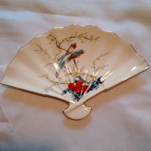 Vintage Birds Fan Shaped Trinket Dish